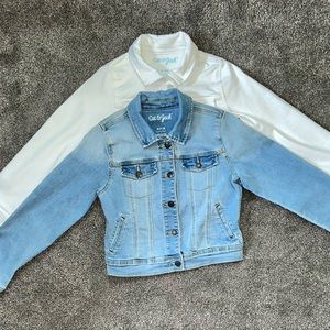 Cat & Jack Youth Girls Jean Jackets - 1 White, 1 Light wash - Size 7/8 (M)